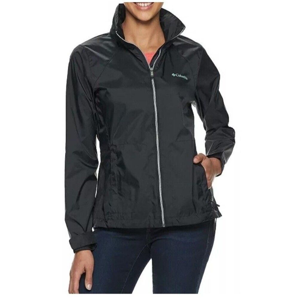 Columbia Switchback III Jacket Wimens Large Black Waterproof Packable Rain